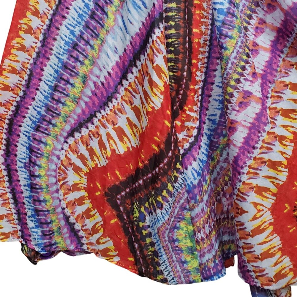 Truth NYC L Skirt Maxi Flowy Tie Dye Boho Colorful Pull On Psychedelic Vibrant - Picture 9 of 10